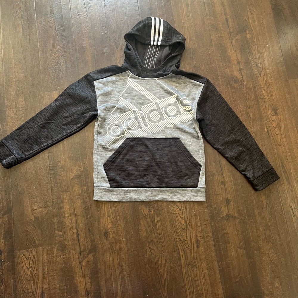 Adidas Charcoal and Light Gray Hoodie